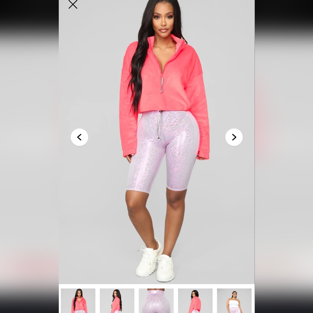 NWT Fashion Nova Holografic  Pink High Waisted True Colors Bike Shorts M